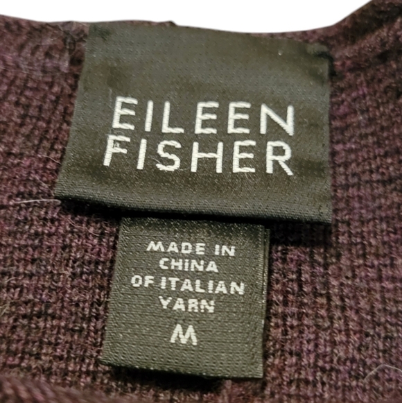 Eileen Fisher 100% Merino Wool Italian Yarn Cropped Cardigan Sweater Medium - Picture 3 of 6